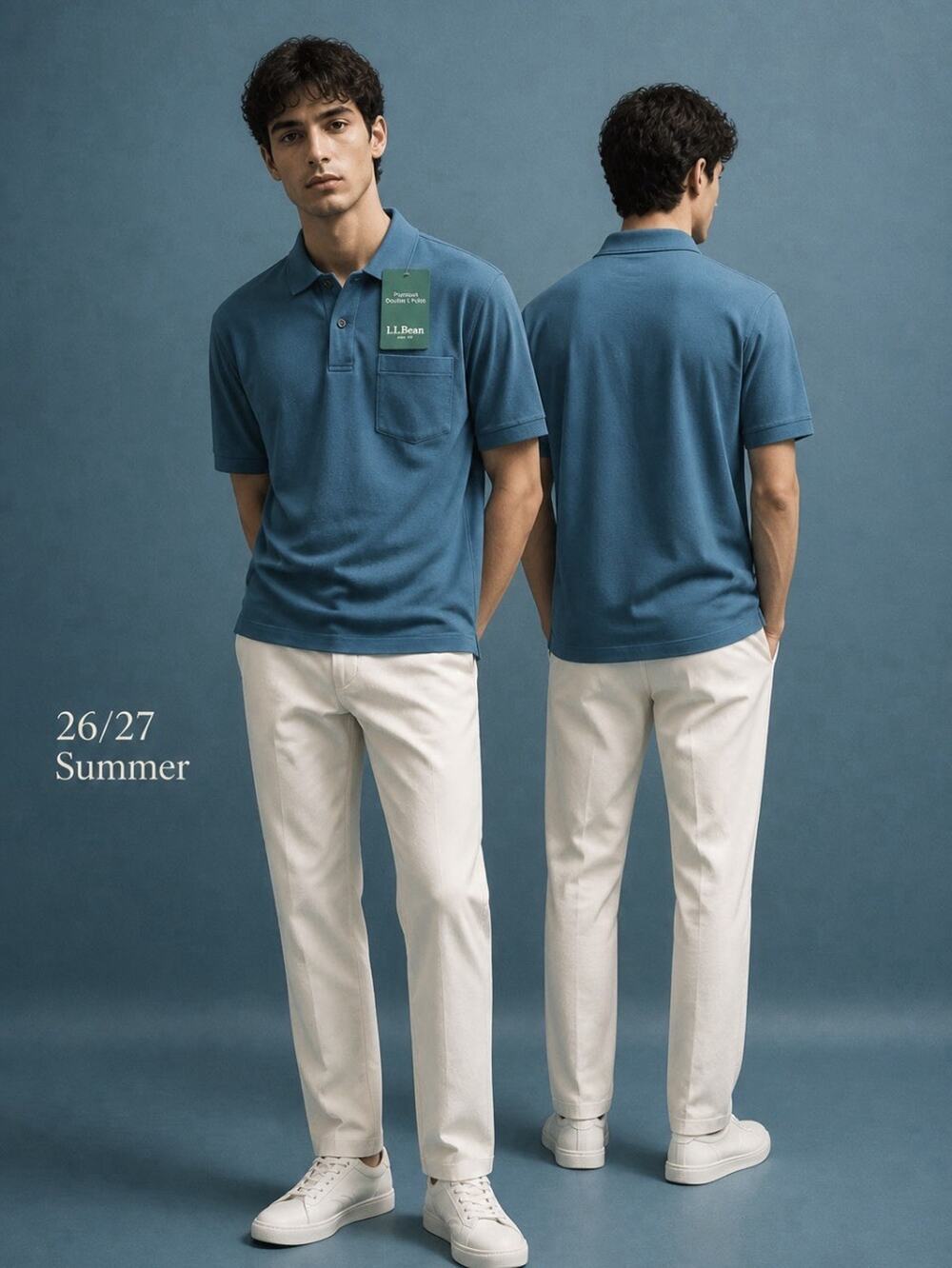 L.L. Bean Premium Double L Polo Deep Blue 100% Cotton Mens Size M NWT